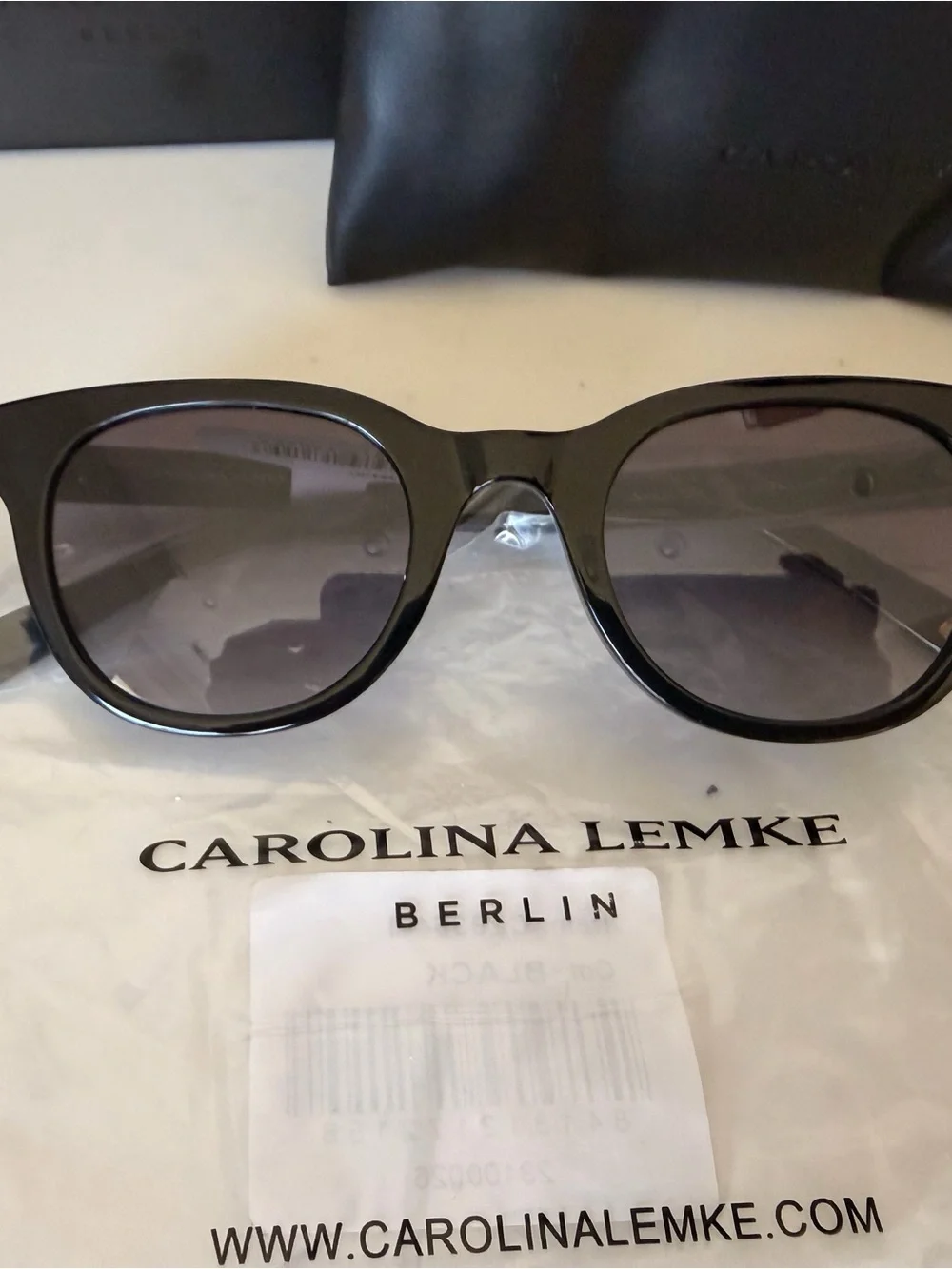 Carolina Lemke Berlin CL9354-01 Black Cat Eye Sunglasses NEW